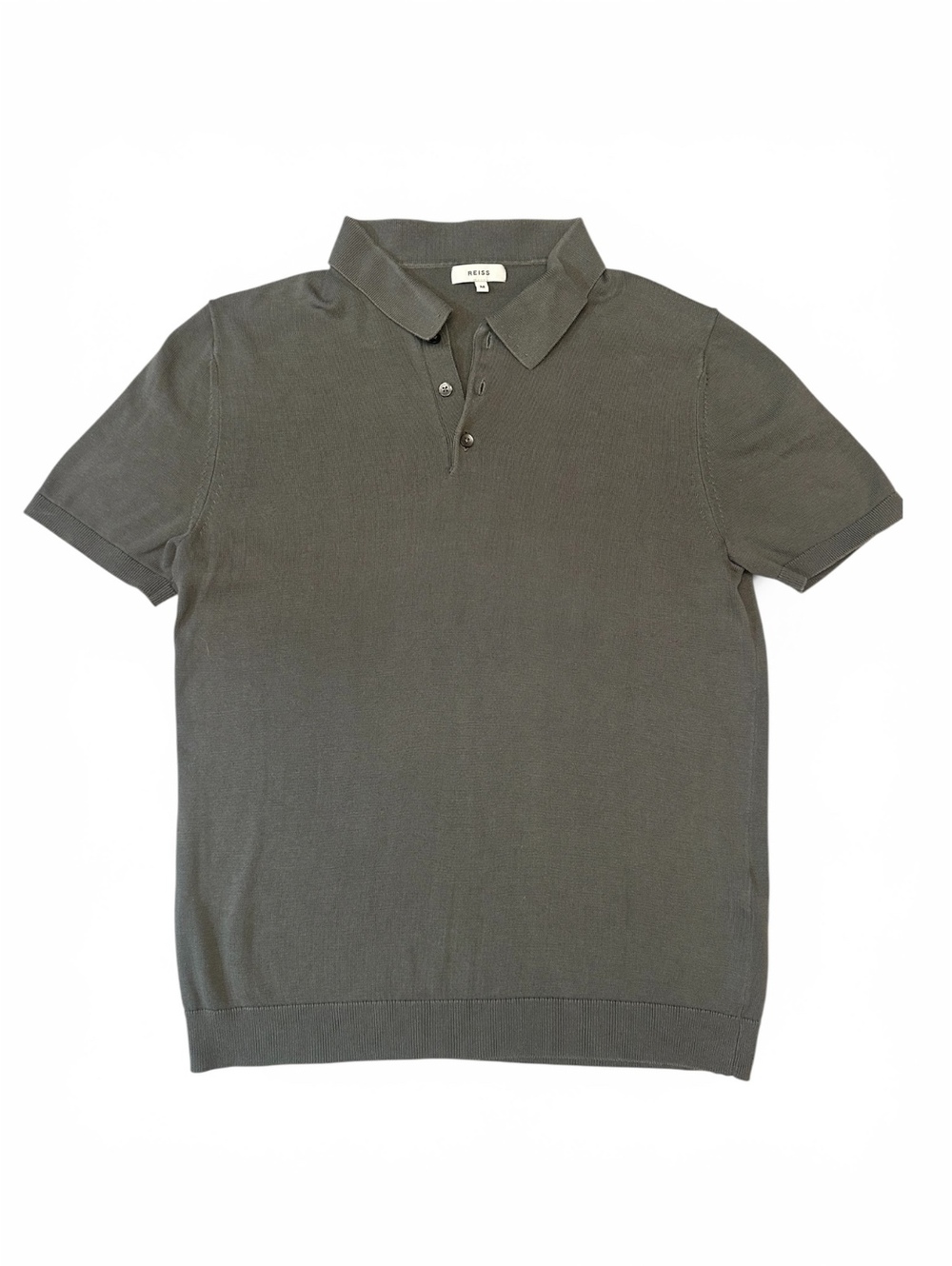 Reiss Men’s Fine Knit Polo Shirt Olive Gray